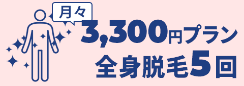 月々3,300円プラン 全身脱毛5回